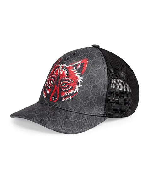 Gucci men’s wolf head GG supreme baseball cap 